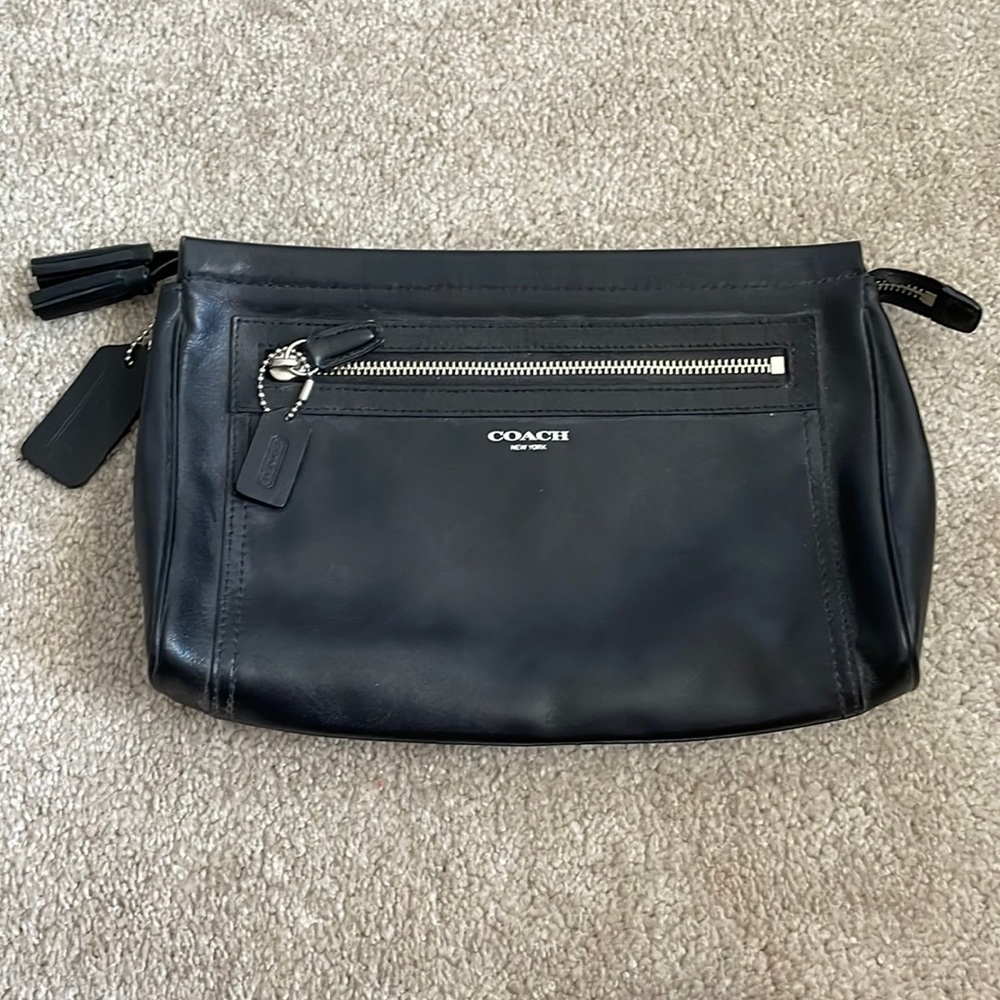 Coach black leather clutch